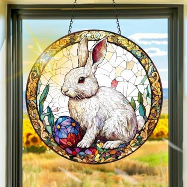 Imagem de Acrílico colorido, apanhador de sol, decoração de janela pendurada de coelho, arte de parede de arco-íris, para sala de estar, quarto, varanda, interior e exterior, jardim, enfeites de Natal 19 x 19