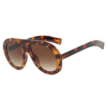 Imagem de JRLLFD Óculos de sol vintage femininos, armação grande de luxo, óculos de sol masculinos, à prova de vento, UV400 (marrom leopardo)