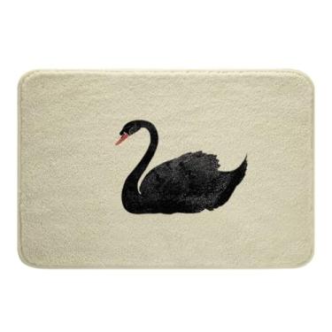 Imagem de Erosebridal Tapete de banho vintage cisne clássico animal tapetes de banheiro preto cisne aquático capachos casa de fazenda tapetes de chão Zwaan animais selvagens pintura a óleo acessórios de