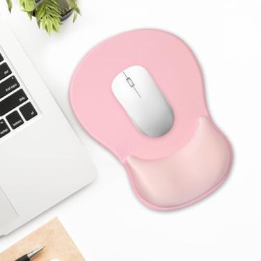Imagem de Mouse pad ergonômico com suporte - mousepad de escritório com base antiderrapante para jogos/desktop/latop/alívio da dor (rosa claro)