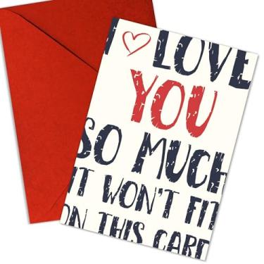 Imagem de I Love You So Much It Won't Fit On This Card – Presente romântico engraçado para namorada, namorado, esposa, marido, noivo – Dia dos Namorados, Aniversário, Just Because Love Note – 20 x 13 cm (I Love