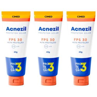 Imagem de 3 Protetor Solar Facial Acnezil FPS30 Alta Proteção UVA UVB Controla O