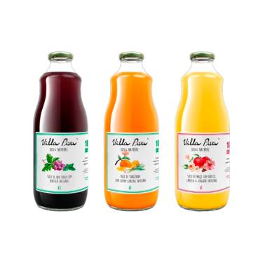 Imagem de Kit 3 Sucos Integrais Villa Piva: Uva com Hortelã, Tangerina com Capim Cidreira, Maçã com Hibisco