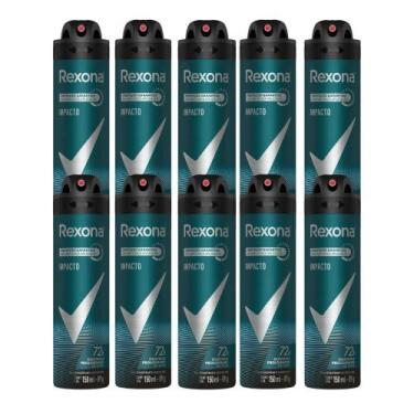Imagem de Kit 10 Desodorante Antitranspirante Aerosol Masculino Rexona Impacto 7