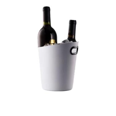 Imagem de Novo balde de gelo inclinado de aço inoxidável, balde de champanhe estilo europeu, balde de gelo bar Ktv, ornamentos decorativos de balde de cerveja para casa (branco perolado)