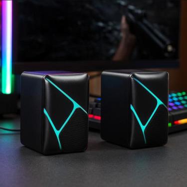 Imagem de Caixa de Som 6W 2.0 RGB Para PC e Notebook RMS Som Potente com Conexão