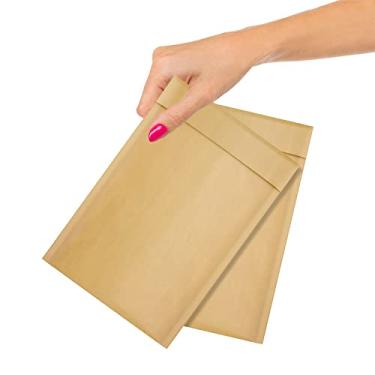 Imagem de Pacote com 50 envelopes acolchoados Kraft 4x7. Envelopes de bolha 4 x 7 envelopes de bolha Kraft natural. Descasque e sele. Envelopes de almofada marrom para envio, embalagem e embalagem. Envio de
