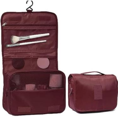 Imagem de Nécessaire Organizadora de Viagem Impermeável em Nylon – Com Gancho, Compartimentos e Grande Espaço Interno| Vinho