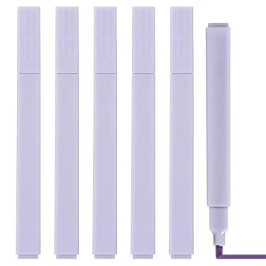 Imagem de PATIKIL Marcador estético, pacote com 6 canetas marcadoras de ponta larga à base de água, quadradas, coloridas, materiais de estudo para escritório, diário, uso doméstico, roxo uva