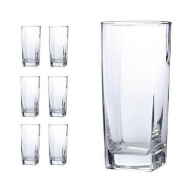 Imagem de Jogo com 6 Copos Vidro 320ml Quadrado Colorido Cristal - PRATICASA