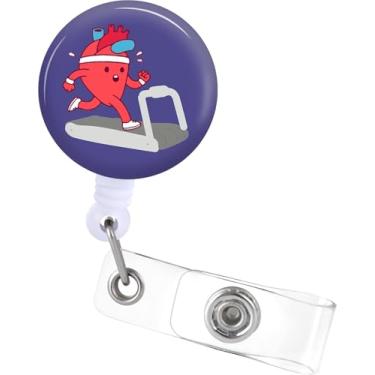 Imagem de Plifal Carretel de crachá cardíaco - Carretel retrátil engraçado de cardiologia cardíaca com clipe jacaré, escritório, enfermeira, enfermagem, trabalhador médico, acessórios para estudantes presentes