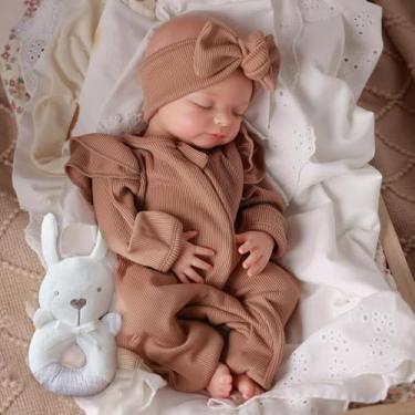 Imagem de Bebê Reborn Menina Boneca de Silicone Realista 48cm Pode Tomar Banho (Boneca Dormindo)