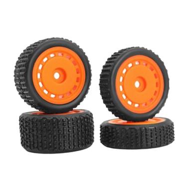 Imagem de Luwecf Conjunto de 4 rodas e aros de reposição premium, profissionais e resistentes, com encaixe hexagonal de 7 mm, para carros caminhões RC Micro B 1/24, Laranja