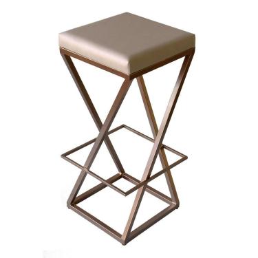 Imagem de Banqueta Zênite - Cobre - Assento Estofado Pérola - 65cm