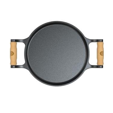 Imagem de Frigideira Ferro Fundido Com Alças De Madeira Sem Tampa 22Cm