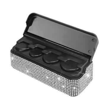 Imagem de Sandfren Porta-moedas Bling para carro, strass de cristal, caixa de troca de dinheiro, com 4 compartimentos, organizadores de armazenamento automotivo diamante, universal para SUV, Sedan, caminhão