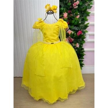 Imagem de Vestido de Festa Infantil Longo Amarelo para Daminha Menina - no-brand