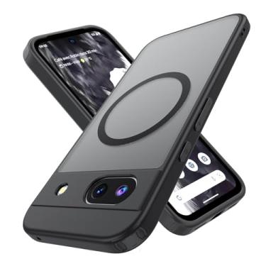Imagem de FEWGEY Capa para Google Pixel 8A 5G, compatível com magnético, capa fina fosca antiamarelamento para Pixel 8a 5g, textura fosca, preta transparente