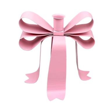 Imagem de WeiLaiKeQi Castiçal em forma de laço, suporte para velas, decoração criativa, castiçal de metal para festas em fazendas, hotéis e jantares, Rosa