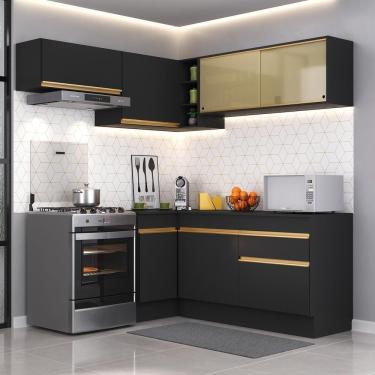 Imagem de Cozinha Completa De Canto Mp2094 Com Armário E Balcão Preta