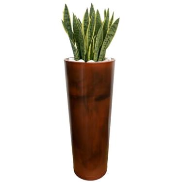 Imagem de Vaso Coluna Classic Ibiza marmorizado 2 para plantar ideal para plantas decorativas naturais e artificiais área interna e externa. (Marrom marmorizado)