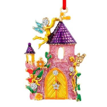 Imagem de Enfeites de Natal de castelo de metal, enfeites de castelo de princesa rosa para decoração de árvore de Natal, presentes para crianças, meninas, meninos e mulheres