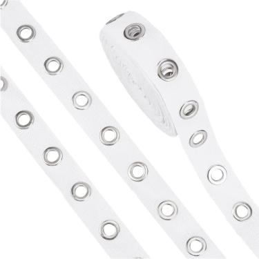 Imagem de BENECREAT Fita de ilhó branca de 6 metros, acabamento de fita de sarja com ilhós de 2,5 cm de largura, fita de ilhó de algodão para costurar roupas, camisa espartilho, sapatos, vestido, jaqueta, saia