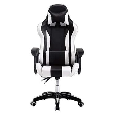 Imagem de Cadeira de escritório E-Sports Cadeira de escritório ergonômica cadeira de escritório giratória mesa e cadeira de couro cadeira multifuncional para jogos com encosto alto (cor: preto branco