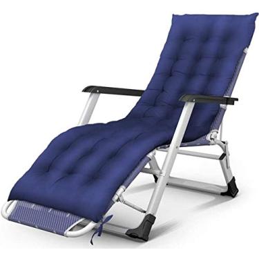 Imagem de Cadeiras de pátio reclináveis para pessoas pesadas ao ar livre praia acampamento portátil cadeira dobrável jardim deck com suporte para travesseiro de pescoço 200 kg (cor, padrão azul), com almofadas