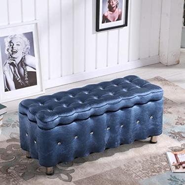 Imagem de Banqueta de armazenamento retangular com tampa articulada, banco de sofá para sala de estar, banco de quarto, cama, banco para sala de estar, banco para troca de sapatos, 40 x 40 x 80 cm