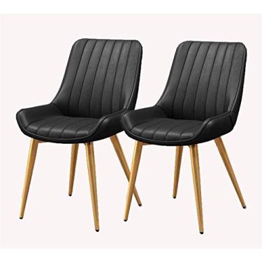 Imagem de Cadeira de jantar, cozinha, sala de jantar, móveis, cadeiras de couro, conjunto de 2 pés de metal, almofadas confortáveis e cadeiras de encosto para sala de jantar, sala de estar, quarto, sala de