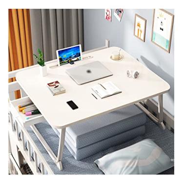 Imagem de Mesa de cama portátil dobrável para laptop, compartimento para cartão/suporte de copos/gaveta de armazenamento, bandeja de cama multifuncional, bandeja de cama para comer e escrever