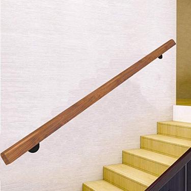 Imagem de SENNIAN Corrimãos de escada de madeira de 0,30 m a 6 m, varão de suporte de corrimão de escada antiderrapante para corredor profissional, kit de barra de apoio de escada de parede interna e externa