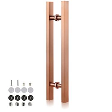 Imagem de STXYANGV Puxador de porta deslizante para porta de celeiro com ferramentas de instalação, puxador de porta frontal de entrada para portas de vidro de madeira, alça de barra resistente comercial, aço