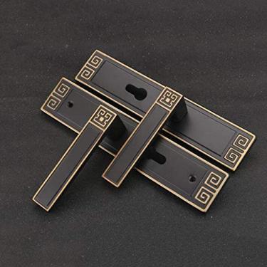 Imagem de Fechadura silenciosa de liga de alumínio chinesa para quarto de sala de estar, maçaneta de porta, fechadura cilíndrica de segurança, ferragens domésticas (cor: Preto)