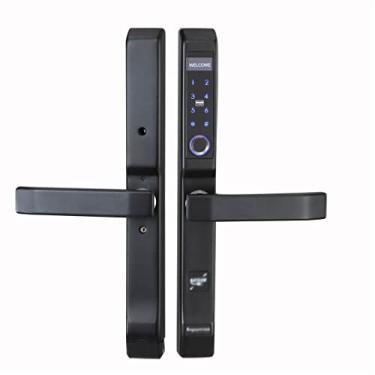 Imagem de Fechaduras de porta impressão digital, fechadura inteligente sem chave com impressão digital à prova d'água bloqueio inteligente externo fechadura eletrônica biométrica (cor: preto)