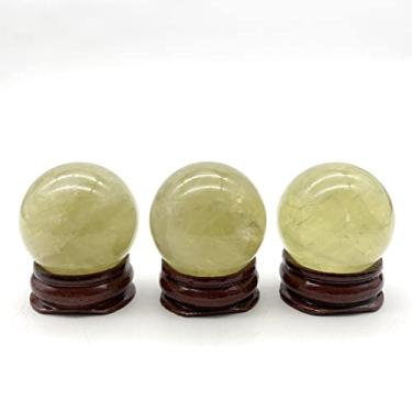 Imagem de URMIBDAI Decoração de casa cheia de textura, 2 tamanhos citrino natural quartzo amarelo esfera de cristal pedras pedras preciosas presentes decoração minerais presentes, cristal natural (cor: 28-32 mm