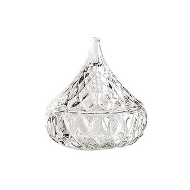 Imagem de BSNANCA Caixas de joias com tampa em forma de gota de água caixa organizadora de joias transparente porta-joias para pedido de casamento feminino (pequeno) (uma cor P)