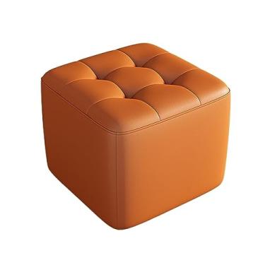 Imagem de Espreguiçadeira quadrada de couro, banco de pés estofado, banco de troca de sapatos, apoio para os pés, banco de descanso para os pés, sofá para poltrona, sala de estar