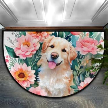 Imagem de Tapete de porta meio redondo, colorido, antiderrapante, absorvente, semicírculo, lavável, meia lua, tapetes para ambientes internos e externos, pátio, cozinha, banheiro, entrada, lareira, decoração de