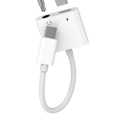 Imagem de Adaptador USB C para conector de fone de ouvido de 3,5 mm 2 em 1 carregador tipo C adaptador de áudio para iPhone 16 15 Pro Max para iPad para Apple compatível com Samsung S24 S23 conector Android