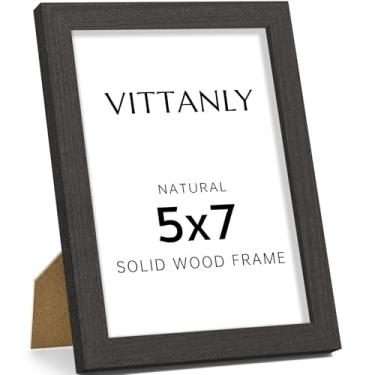 Imagem de Vittanly Porta-retrato 12 x 18 cm, moldura de madeira maciça com acrílico, inclui tapete de 10 x 15 cm, pendurar na parede ou mesa para decoração de casa, preto, 1 pacote