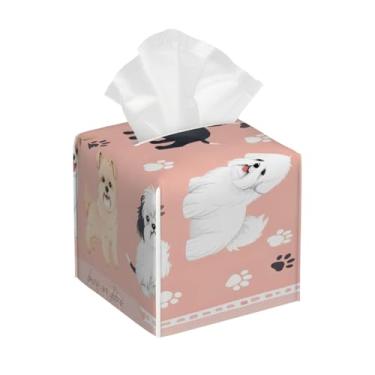 Imagem de Capa quadrada de couro para caixa de lenços à prova d'água, organizador de papel facial com cinto inferior, estojo de lenços para mesa, banheiro, escritório, mesa, carro, decorativo