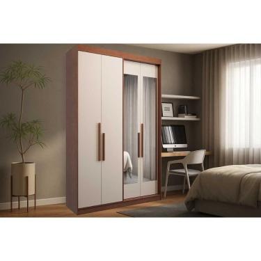 Imagem de Guarda Roupa Solteiro 4 Portas (2 C/ Espelho) E 2 Gavetas Ph 1805 Carvalho/off White - Herval