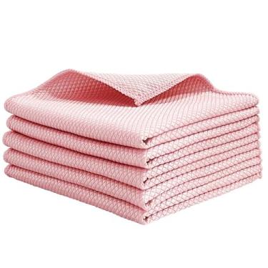 Imagem de Conjunto de panos de prato de microfibra de 5 peças, toalhas de limpeza multiuso para cozinha e casa (rosa)