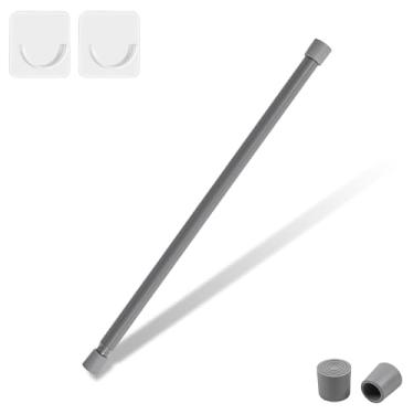 Imagem de SOALARMON Haste pequena de cortina de tensão de mola de 40 a 101 cm, varões de cortina sem perfuração para janelas, banheiro, armário, antiderrapante, antiferrugem, 1,6 cm de diâmetro, prata, 1 peça