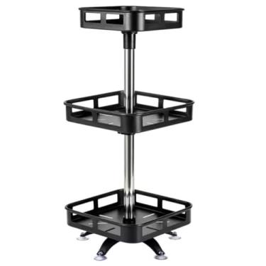 Imagem de Porta Temperos，Organizador Giratorio，Organizador De Condimentos Rack Rotativo Porta Temperos Cozinha(3 ANDAR QUADRADO PRETO)