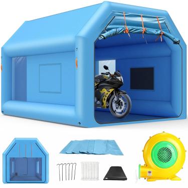 Imagem de ziziella Cabine De Pintura Inflável, Tenda Pulverização Portátil, Inflável Com Sistema Filtro Ar E Soprador Para Faça Você Mesmo, Carro, Caminhão, Motocicleta, Garagem, Peças Automotivas, 13 X 10 9