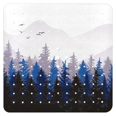 Imagem de Tapete de banheira antiderrapante, tapete de banheira quadrado floresta tapete de chuveiro com ventosas para adultos crianças idosos 53 x 53 centímetros