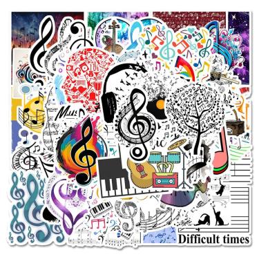 Imagem de Adesivos Musics Notes Vinil Impermeável Anime 54 unidades/lote